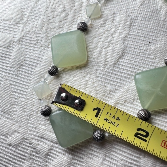 Elegant Green Serpentine and Quartz Natural Gemstones Stone Necklace 4018 P - Picture 7 of 9